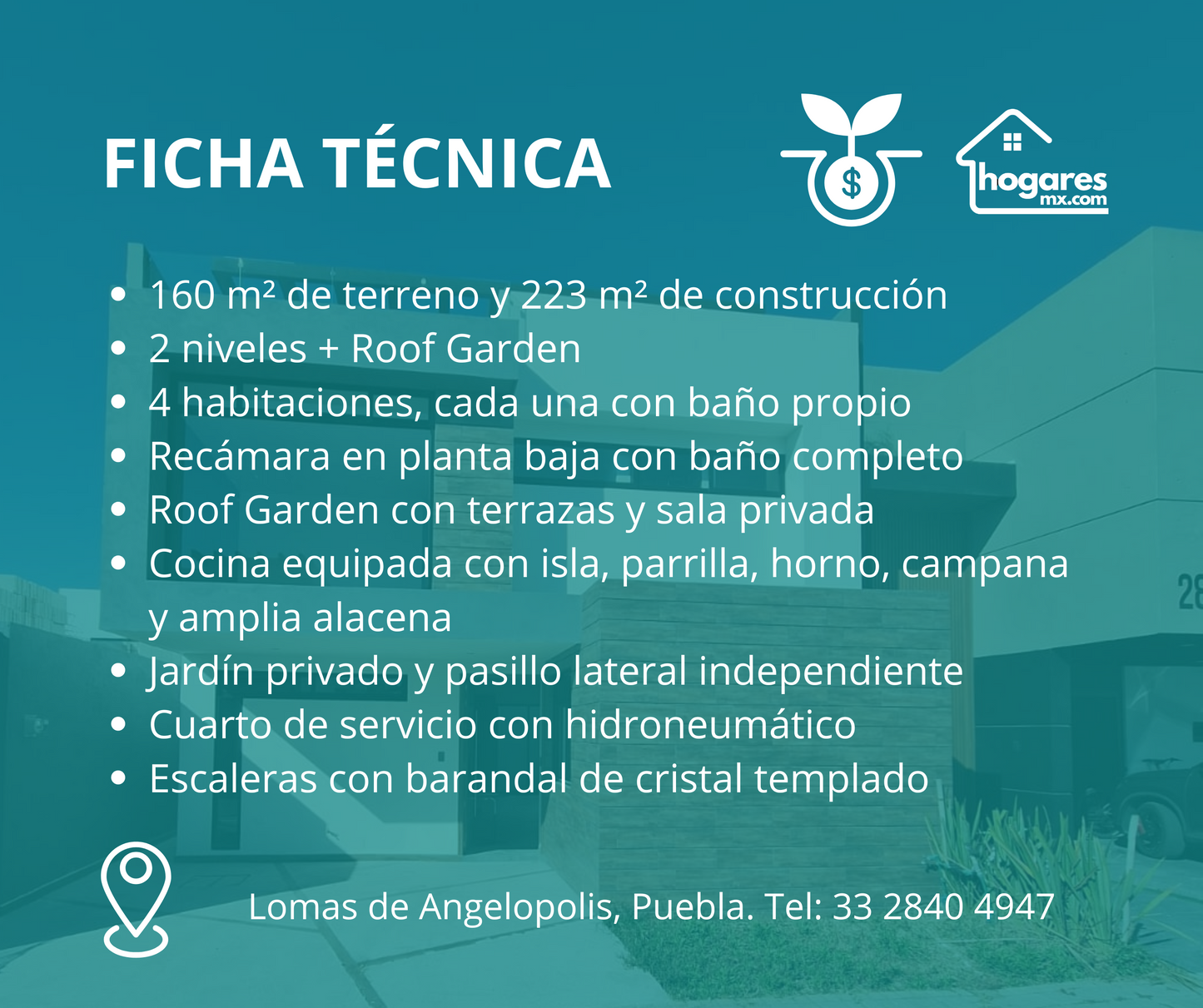 Casa en Lomas de Angelópolis III | 4 Habitaciones + Doble Roof Garden.